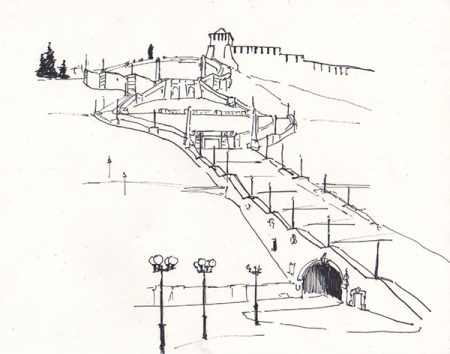 Чкаловская лестница Нижний Новгород Графика