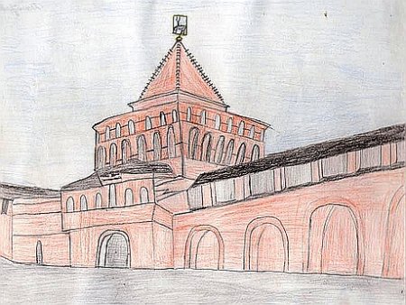 Ивановская башня Нижегородского Кремля рисунок