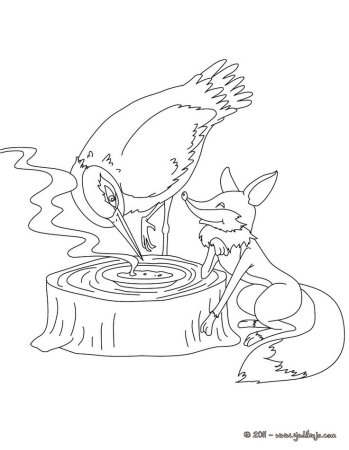 Раскраска "лиса и журавль"