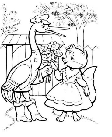 Сказки "лиса и журавль"