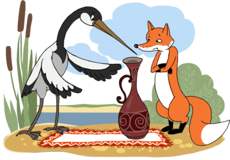 Иллюстрация к сказке лиса и журавль