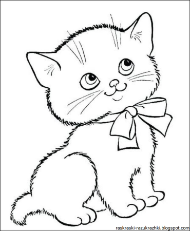 Кот раскраска для детей