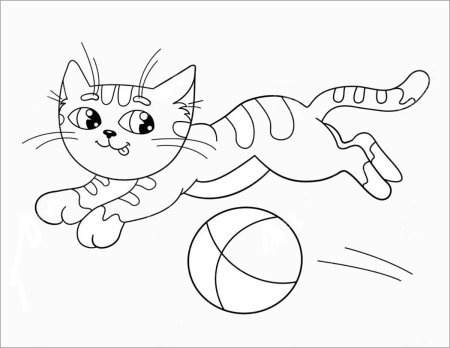Кошка раскраска для детей