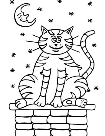 Кошка раскраска для детей