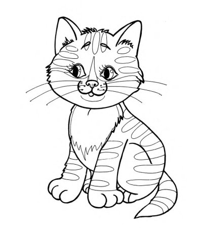 Раскраска кошка с клубком