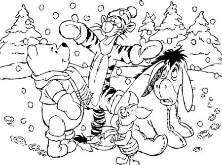 Винни пух новый год раскраска