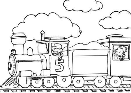Раскраска машинист поезда для детей