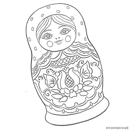 Матрешка Гжель разукрашка