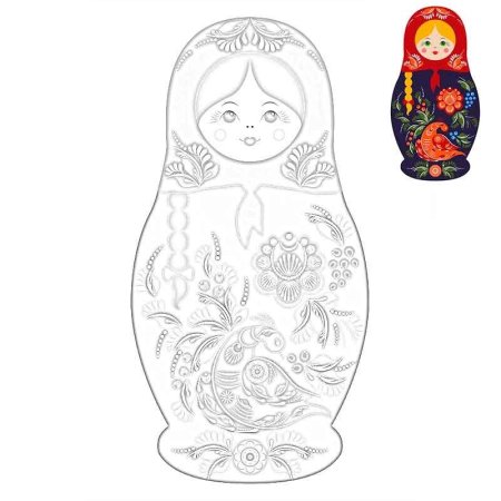 Семеновская Матрешка разукрашка