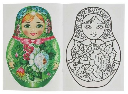 Матрешка Гжель разукрашка