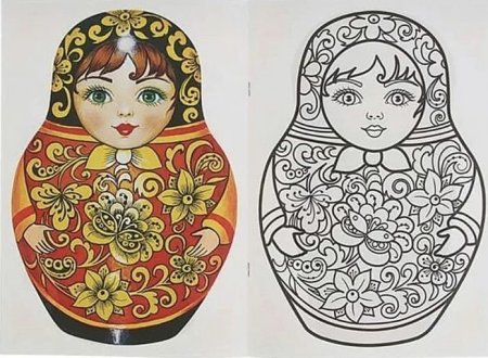 Матрешка Гжель раскраска