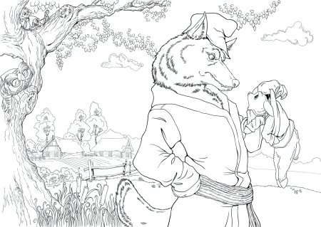 Раскраска басни Крылова волк и ягненок