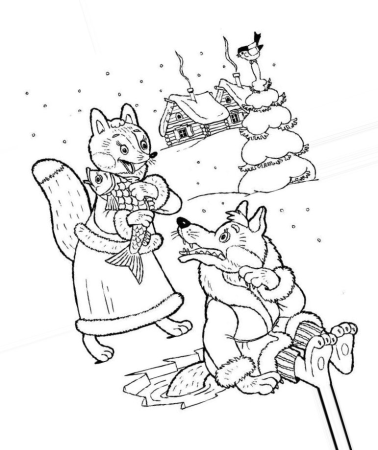 Лисичка со скалочкой раскраска