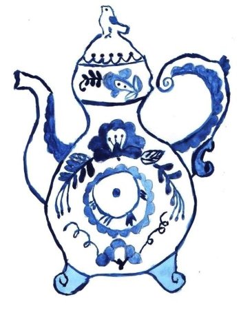 Трафарет чайника для росписи