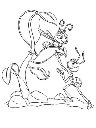 Стрекоза и муравей раскраска