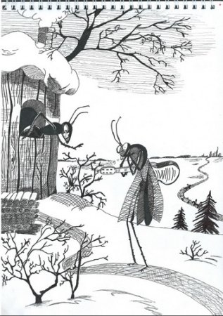 Басня Крылова Стрекоза и муравей