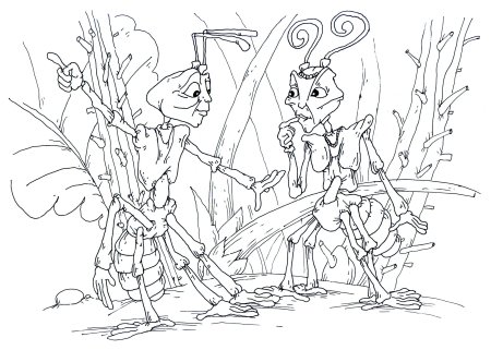 Стрекоза и муравей басня раскраска