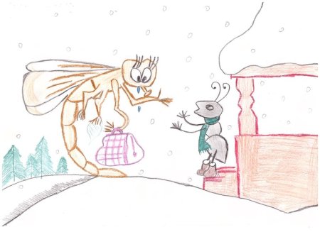 Стрекоза и муравей раскраска для детей