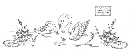 Вышивка гладью лебеди