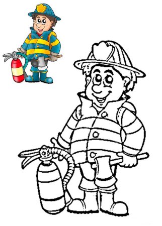 Пожарник раскраска для детей