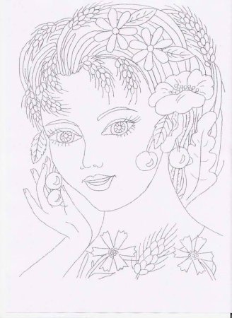 Раскраска девушка осень