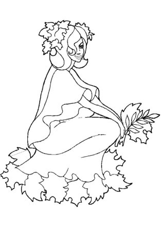 Раскраска девушка в платье осень