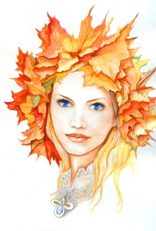 Раскраска девушка осень