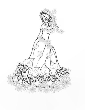 Раскраска девушка осень