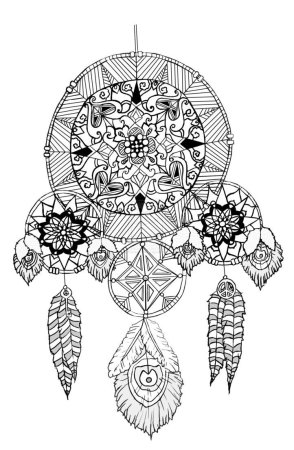 Ловец снов контур для рисования