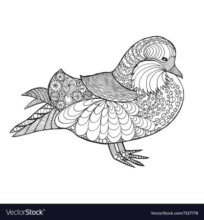 Утка Мандаринка акварелью