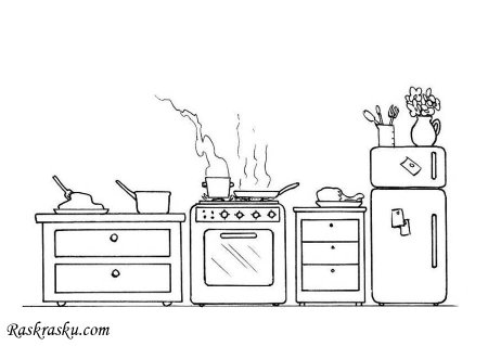 Раскраска комната кухня
