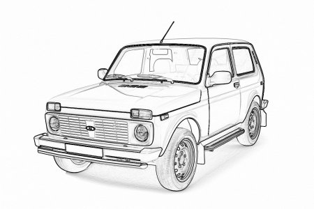 Нива 2121 вид сбоку контур