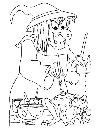 Ведьма раскраска