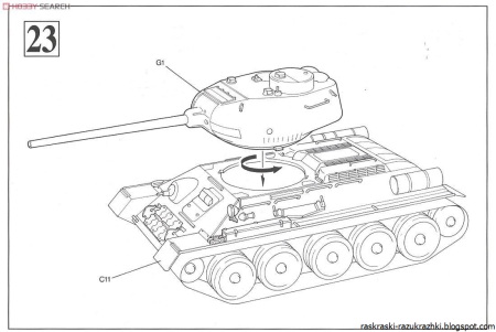 Раскраска военные танки т34