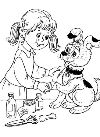 Раскраска человек с собакой