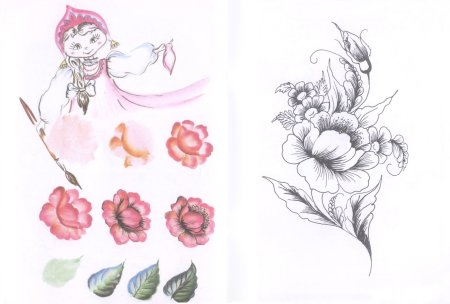 Эскиз по мотивам Жостовской росписи