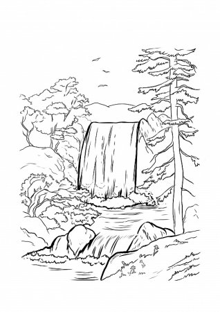Водопад раскраска для детей