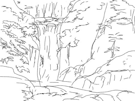 Раскраска водопад