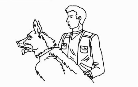 Рисование пограничник с собакой