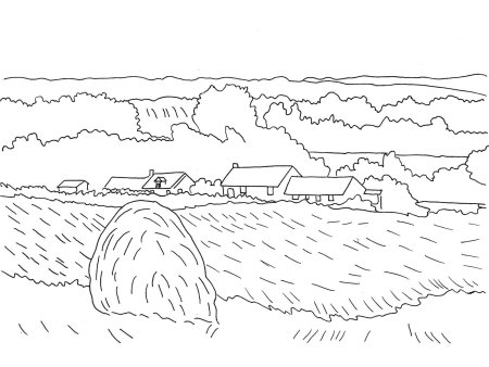 Сельский пейзаж раскраска