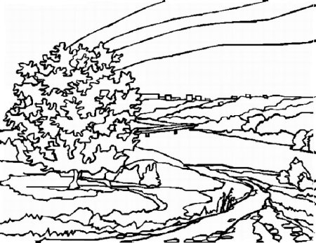Пейзаж родной земли раскраска