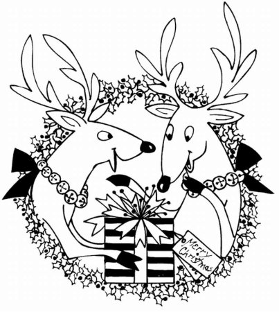 Раскраска олень новогодний