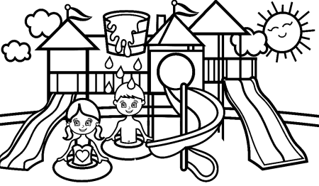 Раскраска для детей парк с деревьями