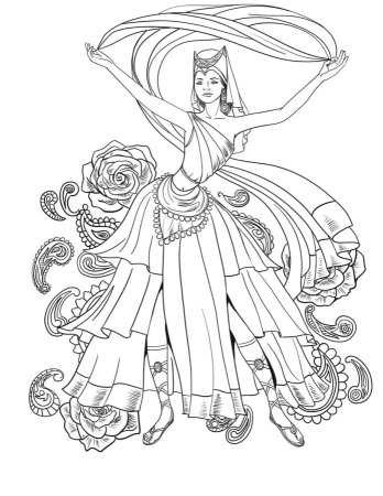 Раскраска индийская принцесса