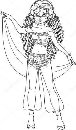 Раскраска восточные танцы