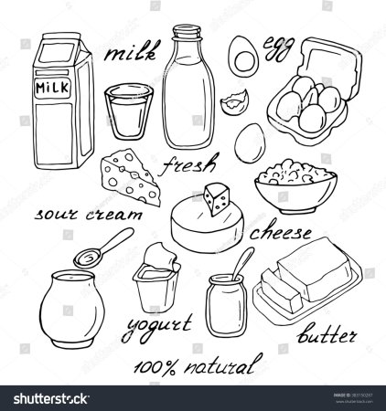 Молочные продукты раскраска