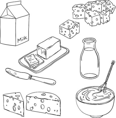Молочные продукты раскраска