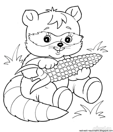 Енот раскраска для детей