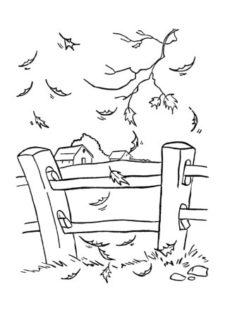 Осенний пейзаж раскраска