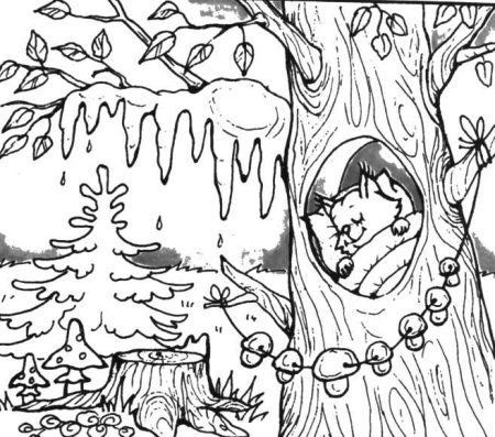 Осенний пейзаж раскраска